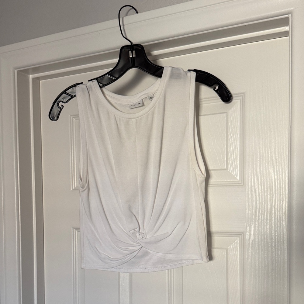 Babaton White Twist Front Crop Top